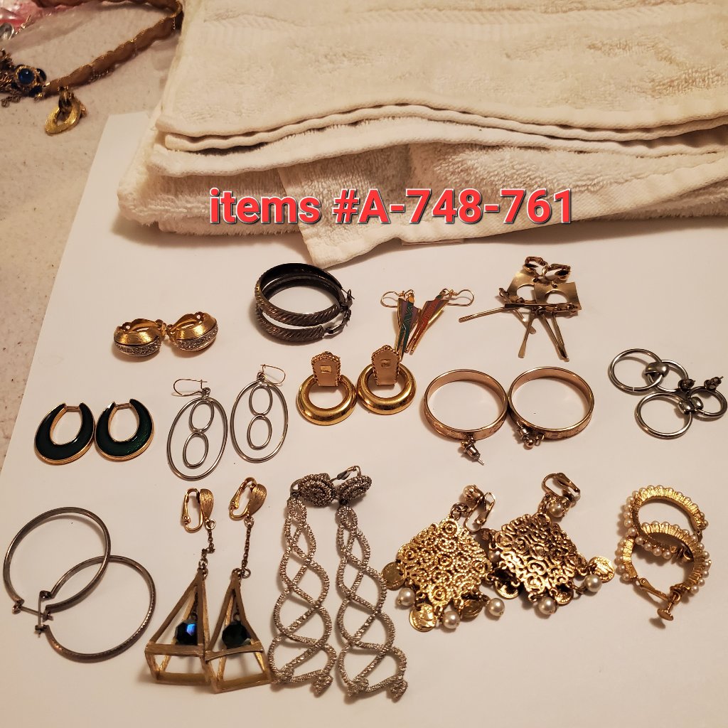 14 Pair Of Earrings ,Items # A-748-761, Wt. 117 Grams.,